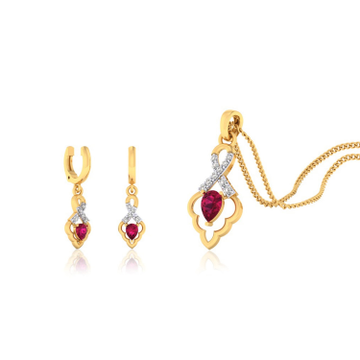 22k gold cz royal pendant set by 
