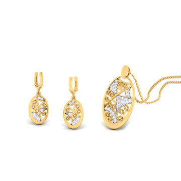 22k gold cz wave pendant set by 