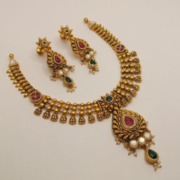 916 Gold Jadtar Kundan Necklace Set by 