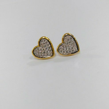 Gold And Diamond Heart earrings by S B ZAWERI
