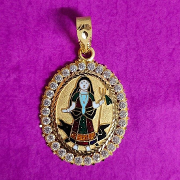 22kt gold khodiyar ma diomond & mina pendant by Saurabh Aricutting