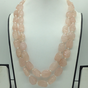 Natural Pink Morganite Carving 2 Line Necklace JSS0196