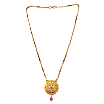 One Gram Gold Forming Single Line Mangalsutra MGA...