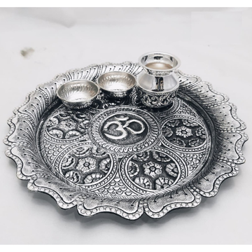 925 Pure Silver Antique Pooja Thali Set PO-263-23 by 