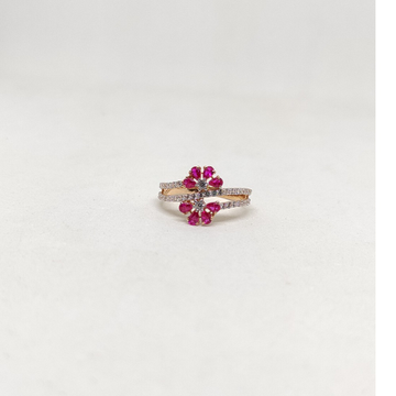 18k rose gold with pink flower ring by Rajasthan Jewellers Private Limited
