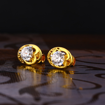 916 Gold Ladies Delicate Solitaire Earring LSE202
