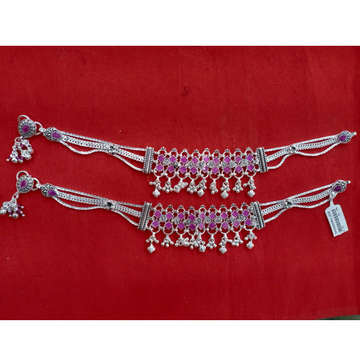 Purple 3 Diamond Fancy Payal by Ghunghru Jewellers