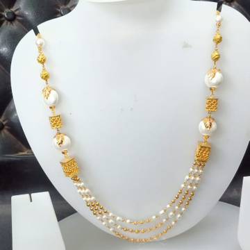 916 Gold Fancy Tripal Layer Mala by Celebrity Jewels