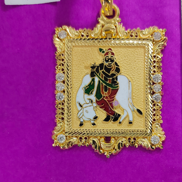 916 Gold Krishna With Cow mina pendant by Saurabh Aricutting