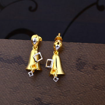 Ladies 22K Gold Long Plain Earring -LPE21