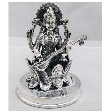 Pure silver idol of saraswati ji in antique & soli... by 