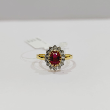 22k gold red color stone sun shape ladies ring by 