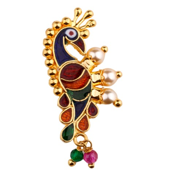 Peacock Shape Multicolored Design Nath