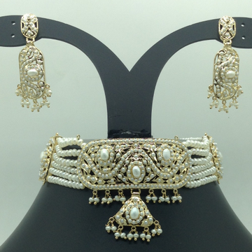 Pearls Amritsar Choker Set With 6 Line Pearls Mala JPS0781