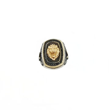 Lion & Side Sword Design Ring In 925 Sterling Silv...