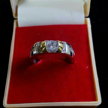 925 Silver Two Tone Solatier Gents Ring