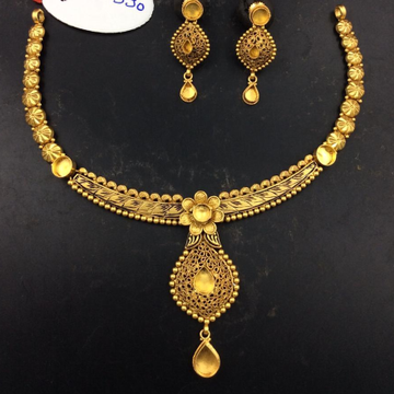 22K(916)Gold Ladies Fancy Antique Necklace Set by Sneh Ornaments