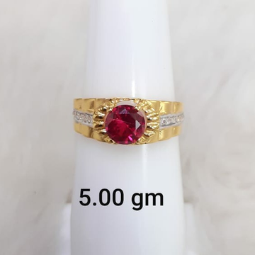 Red solitaire gent's ring by 