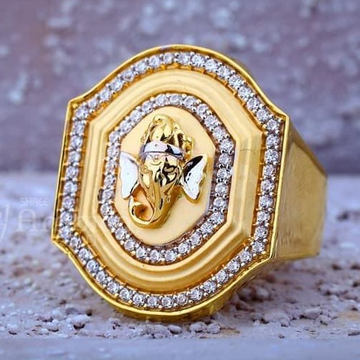 916 Gold Jents CZ Ganeshji Ring RH-JR003