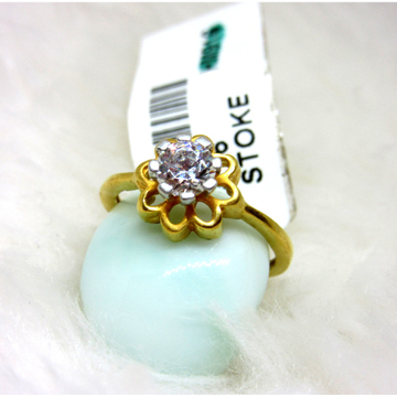 Gold Flower Shape Single Stone Ring by 