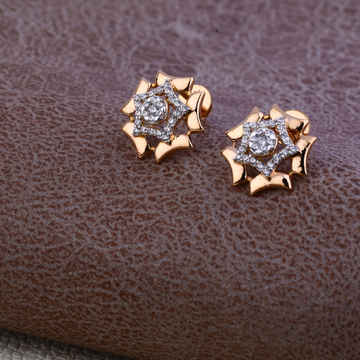18ct Rose Gold Classic Cz Earring RE68