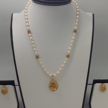 White, yellow cz pendent set with oval pearls mala jps0049