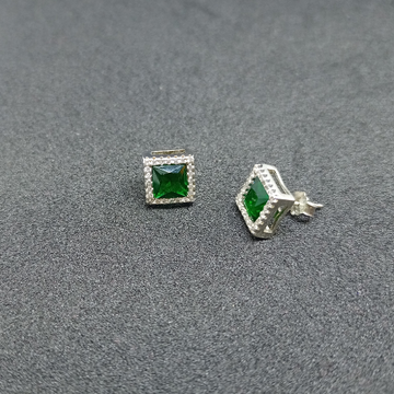 925 Silver Green Stone Earring by Ghunghru Jewellers