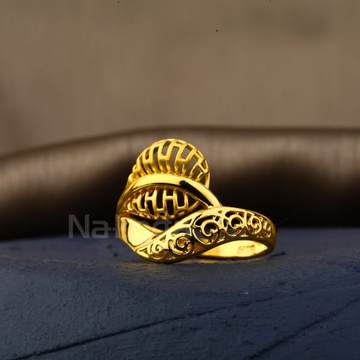 22KT Gold CZ Hallmark Stylish Ladies Plain Ring LP...