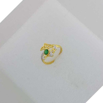 916 Gold Green Stone Fancy Ring by 