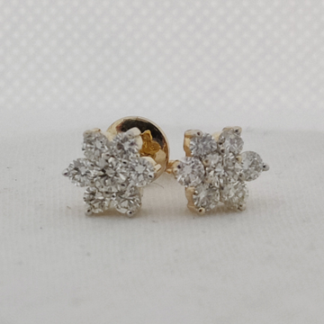 14K Gold Flower Design Diamond Earring by Shri Datta Jewel