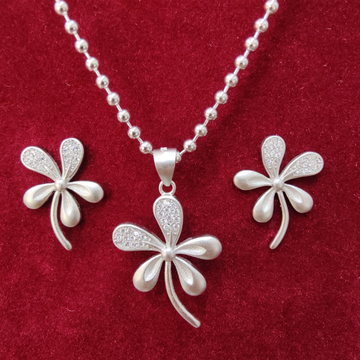 925 silver flower design mate finish chain pendant... by 