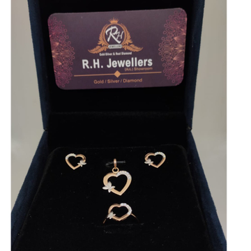 18 carat gold real diamonds ladies pendant set RH-...
