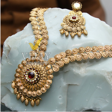 22KT Gold Traditional Royal Wedding Necklace Set by 