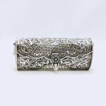 Real silver designer rounded shape clutch in finep... by 