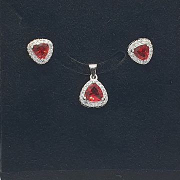Silver 92.5 red stone pendant set by 