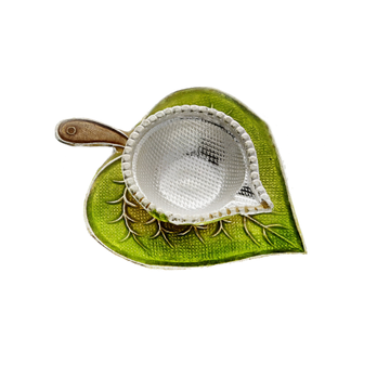 Pure Silver Diya With Green Peepal Leaf Design