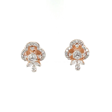 Glittering Diamond Cluster Earrings in Rose Gold