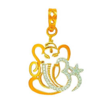 916 Fancy Gold Om Ganesh Pendant by 