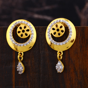 22CT Gold Cz Women's Designer Hallmark Jhummar Ear...