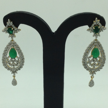 White and Green CZ Stones Ear Hangings JER0033