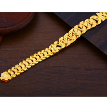 916 Gold CZ Hallmark Mens Fancy Plain Bracelet MPB...