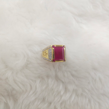916 Gold Pink Stone Ruby Ring by Simandhar Ornament