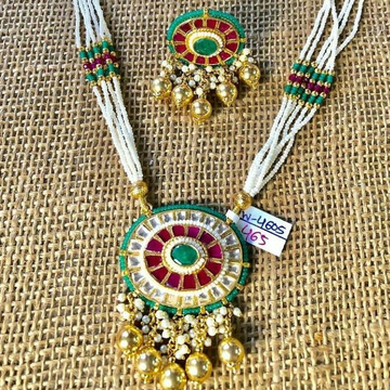 22k Gold ruby and panna stone Necklace set by Panna Jewellers