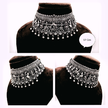 Pure silver  temple chokar necklace in light weigh... by 