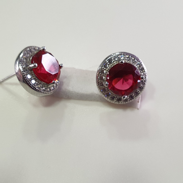 925 Sterling Silver Dark Red Stone Butti by 