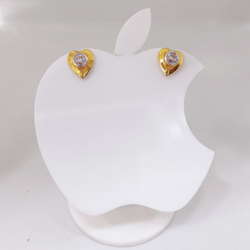 18k Gold Heart Shape Stone Ladies Earring by 