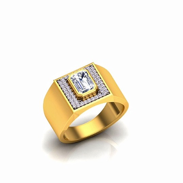 916 Gold CZ Gents Ring SO-GR001 by S. O. Gold Private Limited