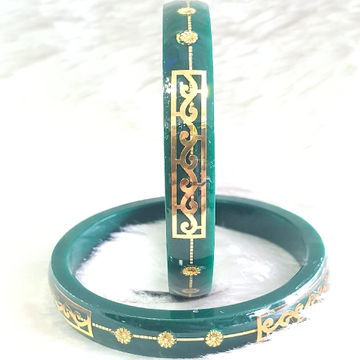Gold Green Fancy Bangles by 