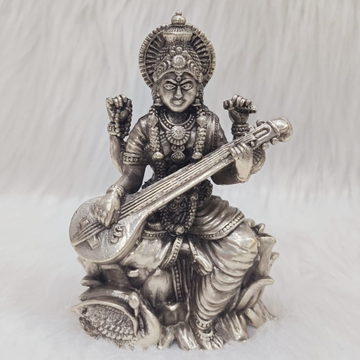 92.5% Pure Silver Lord Saraswati Maa Idol