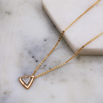 22K Gold CZ Triangle Shape Pendant Chain by 